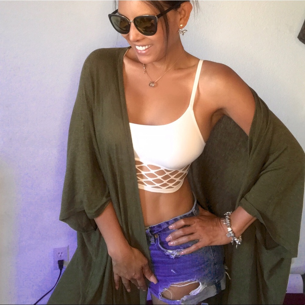 Olive green loose fit cardigan